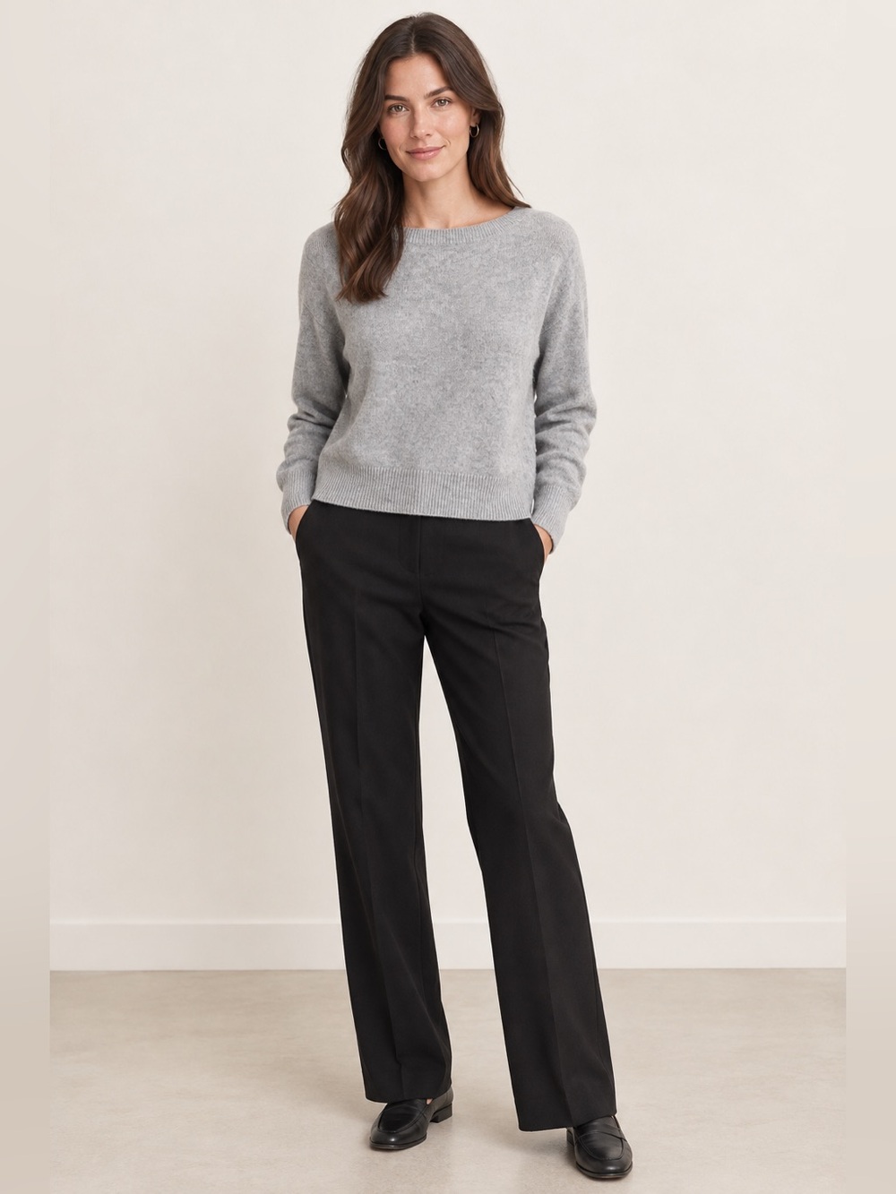✨ 026 Aritzia Essential Cashmere Nuance Boatneck Grey Knit Sweater 121780 2XS